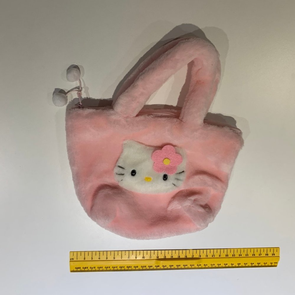 Hello Kitty Pink Fuzzy Bag mini zipper tote vintage